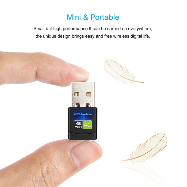 AC600Mbps 2.4GHz & 5GHz Dual Band USB 2.0 WiFi Free Drive Adapter External Network Card, AC600Mbps AC600Mbps 2.4GHz & 5GHz Dual Band USB 2.0 WiFi Free Drive Adapter External Network Card, AC600Mbps